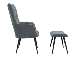 vidaxl Poltrona*Cadeira de descanso com banco veludo -escuro Cinzento