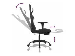 vidaxl Poltrona*Cadeira de gaming com apoio de pés tecido preto e Branco