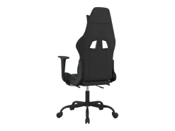 vidaxl Poltrona*Cadeira de gaming com apoio de pés tecido preto e Branco