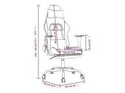 vidaxl Poltrona*Cadeira de gaming com apoio de pés tecido preto e Branco