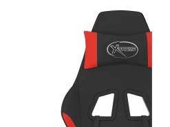 vidaxl Poltrona*Cadeira de gaming com apoio de pés tecido preto e Vermelho