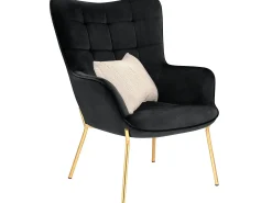 Loft24 Poltrona*Cadeira decorativa com estofo em veludo Preto