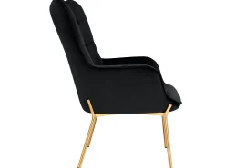 Loft24 Poltrona*Cadeira decorativa com estofo em veludo Preto
