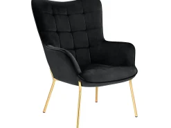 Loft24 Poltrona*Cadeira decorativa com estofo em veludo Preto