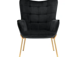 Loft24 Poltrona*Cadeira decorativa com estofo em veludo Preto
