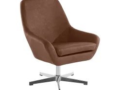 Loft24 Poltrona*Cadeira decorativa em PU escuro Castanho