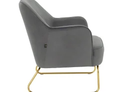 Loft24 Poltrona*Cadeira decorativa estofada em veludo . Cinzento