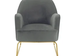 Loft24 Poltrona*Cadeira decorativa estofada em veludo . Cinzento