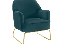 Loft24 Poltrona*Cadeira decorativa estofada em veludo de petróleo Azul