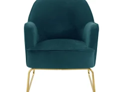 Loft24 Poltrona*Cadeira decorativa estofada em veludo de petróleo Azul