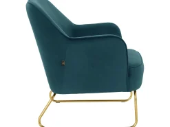 Loft24 Poltrona*Cadeira decorativa estofada em veludo de petróleo Azul