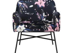 Loft24 Poltrona*Cadeira decorativa estofada em veludo floral . Azul