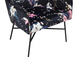 Loft24 Poltrona*Cadeira decorativa estofada em veludo floral . Azul