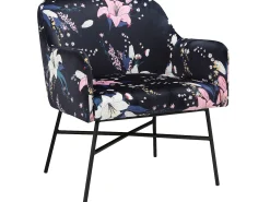 Loft24 Poltrona*Cadeira decorativa estofada em veludo floral . Azul