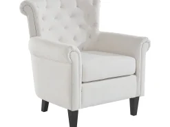 Cadeira decorativa estofada em tecido creme*Loft24 Hot