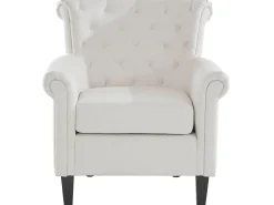 Cadeira decorativa estofada em tecido creme*Loft24 Hot