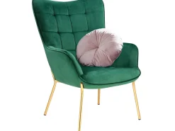 Loft24 Poltrona*Cadeira decorativa estofada em veludo . Verde