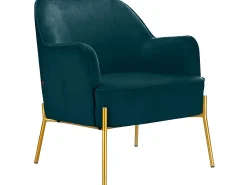 Loft24 Poltrona*Cadeira decorativa estofada em veludo de petróleo Azul