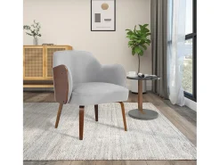 Loft24 Poltrona*Cadeira decorativa estofada em estofo dolly teddy claro Cinzento