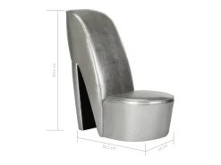 Poltrona*Cadeira estilo sapato de salto alto couro artificial SHL338281 Prateado