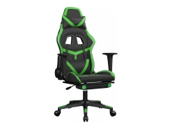 vidaxl Poltrona*Cadeira gaming c/ apoio pés couro artificial preto e Verde