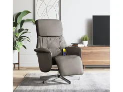 Clearance Cadeira massagens reclin. com apoio pés tecido cinza-acastanhado SHL73490 Poltrona