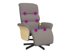 Cadeira massagens reclin. com apoio pés tecido cinza-acastanhado SHL512810^ Hot