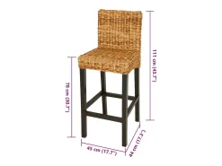 vidaxl Banco*Cadeiras de bar 2 pcs abacá Castanho