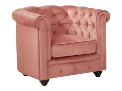 New Cadeirão conforto em veludo roa pastel - CHESTERFIELD Poltrona