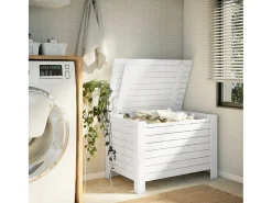 Acessórios De Arrumação*Caixa arrumação c/ tampa RANA 100x49x54 cm pinho maciço PT448270 Branco