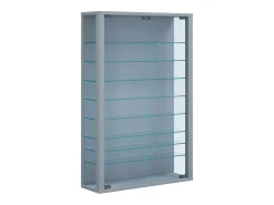 Clearance Caixa de exposição de vidro pendurada | Vitrine de vidro com vidro de segurança ESG | Dimensões: A. 91 x L. 59 x P. 18 cm | Vitrosa Mini (prata) Vitrina