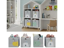 Vicco Acessórios De Arrumação*Caixa dobrável cinza (urso e hipopótamo) 30x30x30 Cinzento claro