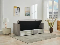 Cama com arrumação banco 80x200 cm tecido - LAOZIA^Vente-unique Outlet