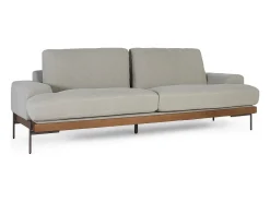 New Canapé 6 lugares recuperados do tecido em linha cinza e pés de metal Sofá