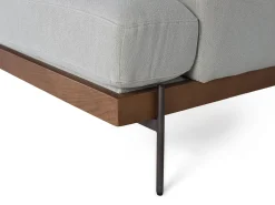 New Canapé 6 lugares recuperados do tecido em linha cinza e pés de metal Sofá