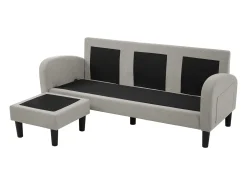 Canapé d'angle avec méridienne - 3 places - tissu en coton et lin - Gris^ModernLuxe Best