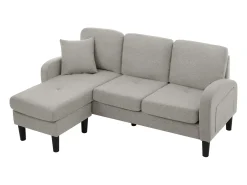 Canapé d'angle avec méridienne - 3 places - tissu en coton et lin - Gris^ModernLuxe Best