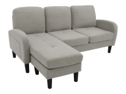 Canapé d'angle avec méridienne - 3 places - tissu en coton et lin - Gris^ModernLuxe Best