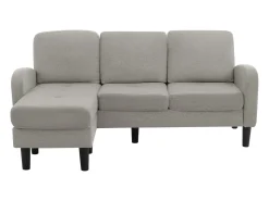 Canapé d'angle avec méridienne - 3 places - tissu en coton et lin - Gris^ModernLuxe Best