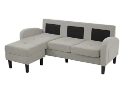 Canapé d'angle avec méridienne - 3 places - tissu en coton et lin - Gris^ModernLuxe Best