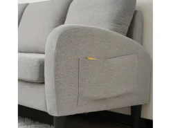 Canapé d'angle avec méridienne - 3 places - tissu en coton et lin - Gris^ModernLuxe Best