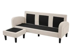 Canapé d'angle avec méridienne - 3 places - tissu en coton et lin - Beige*ModernLuxe Clearance