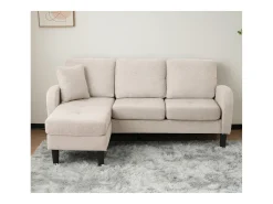 Canapé d'angle avec méridienne - 3 places - tissu en coton et lin - Beige*ModernLuxe Clearance