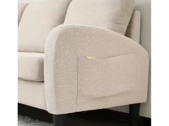 Canapé d'angle avec méridienne - 3 places - tissu en coton et lin - Beige*ModernLuxe Clearance