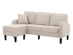 Canapé d'angle avec méridienne - 3 places - tissu en coton et lin - Beige*ModernLuxe Clearance
