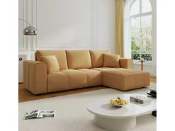 Canapé de canto conversível de 4 lugares em veludo BRIGHTON com baú e braços removíveis*Concept-Usine New