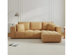 Canapé de canto conversível de 4 lugares em veludo BRIGHTON com baú e braços removíveis*Concept-Usine New