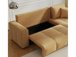 Canapé de canto conversível de 4 lugares em veludo BRIGHTON com baú e braços removíveis*Concept-Usine New