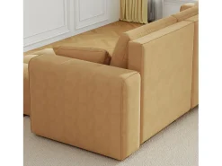 Canapé de canto conversível de 4 lugares em veludo BRIGHTON com baú e braços removíveis*Concept-Usine New