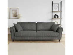 Canapé direito de 4 lugares em veludo cotelê cinza escuro LUCERNE - Confortável, elegante e contemporâneo*Concept-Usine Hot